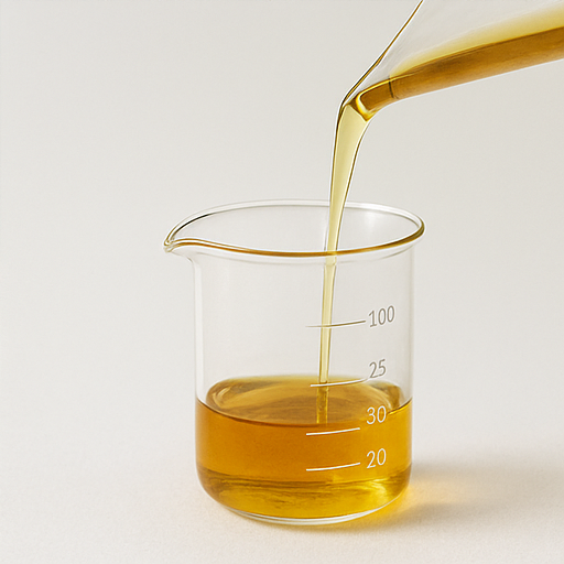 Close view of a careful pour into apothecary glass